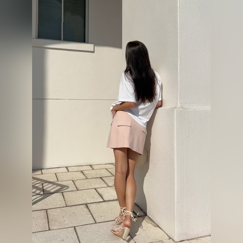 Djerf Avenue Day To Day Mini Skirt Blush - Picture 2 of 4